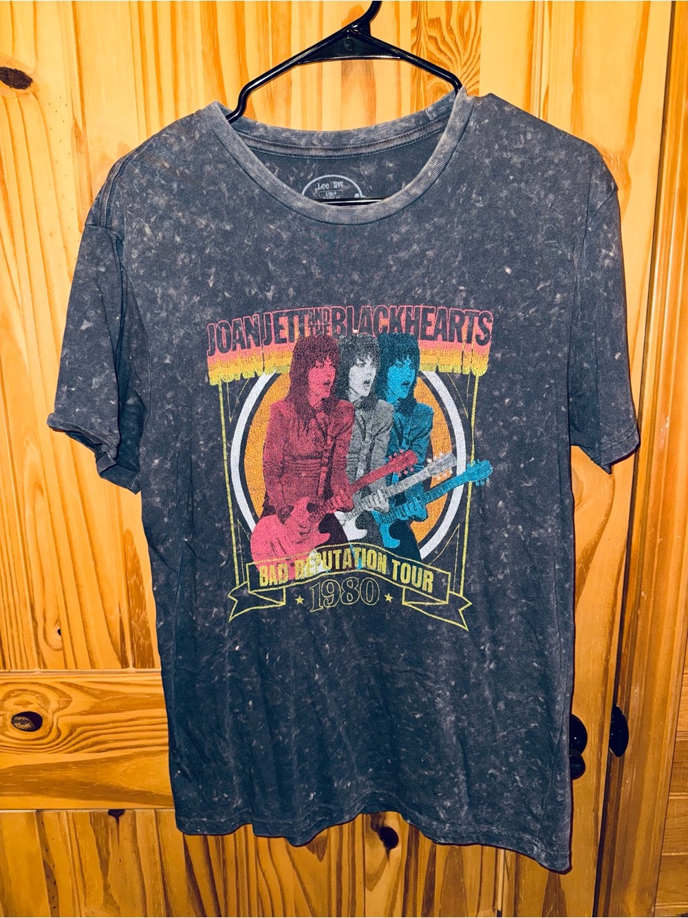 Lee Washed Black Graphic Tee with Headphone Print
